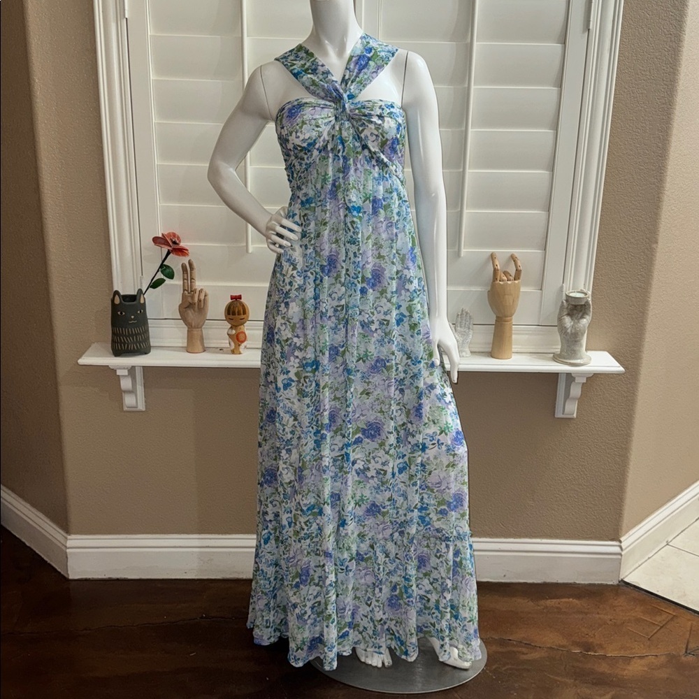 VICI Aulani Halter Neck Printed Empire Maxi Dress